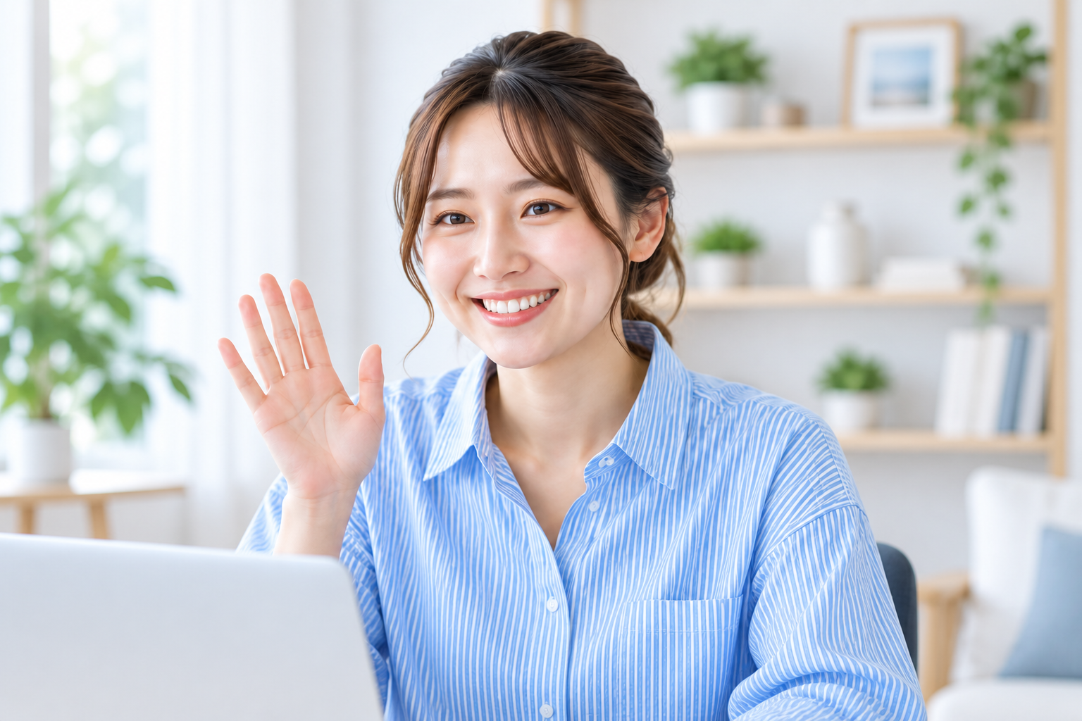 オンラインレッスンを受ける女性